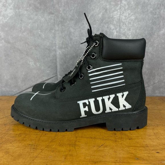 Junior Timberland Premium 6-Inch Waterproof Black Boots Custom Paint Sz 6 12907 - Picture 3 of 14